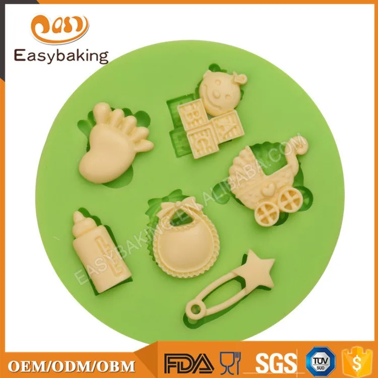 ES-1220 Baby Assortment Round Silicone Molds for Fondant Cake Decorating 6 Cavities