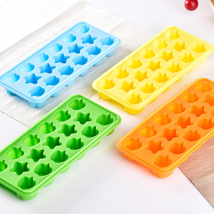 

Homemade Food grade Customized Star And Apple Shape Silicon Ice Cube Maker Ice Tray Mould With lid, Customized color