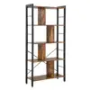 VASAGLE Living Room Office Furniture Industrial Vintage 4-Tier wooden book shelf, Floor Standing Storage Rack Bookcase
