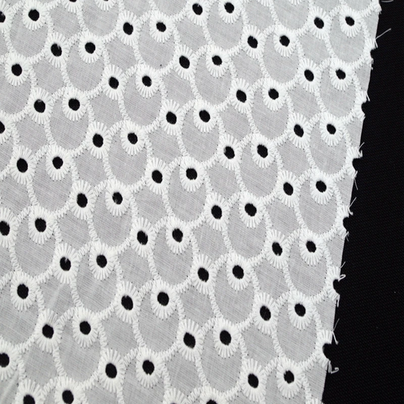 

high quality cotton voile Circle cross lines lace embroidery fabric