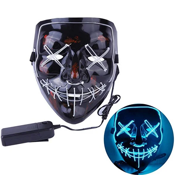 

2020 Amazon hot sale Black EL neon Glo purge mask led for cosplay Halloween Party Mask For April Fool's Day