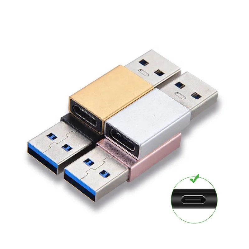 

Aluminum usb 3.1 type c female connector type c female to USB male adapter, Black;grey;gold;rose gold;silver;blue;red