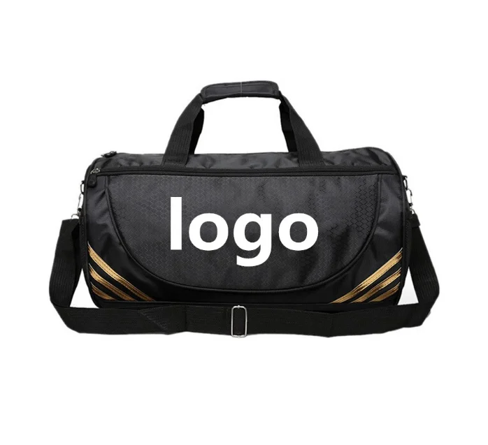 

custom logo men women gym bag sports waterproof nylon travel duffle bag, Black