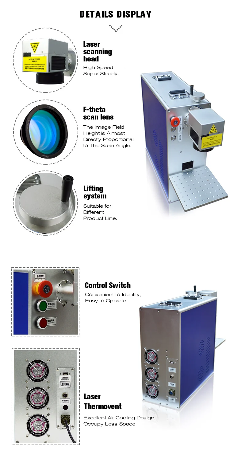 Fiber laser marking machine withe rotary device for marking ring .