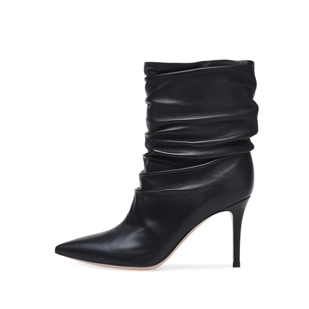 black booties with thin heel