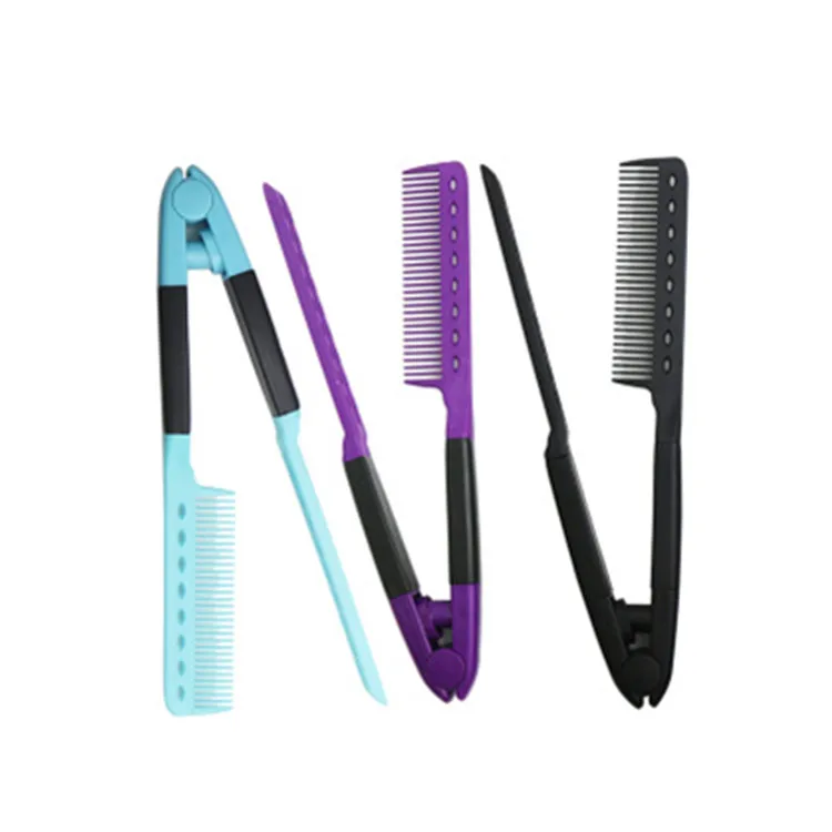 Hair Straightener Brush Straightening V Styling Comb Hairdressing Salon Folding