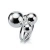 Funny Bell Ring Three Polished Beads Alloy Jewelry Silver Plated Ring