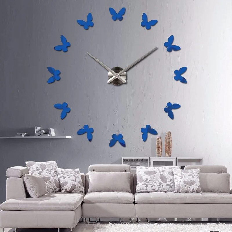 

Butterfly DIY Large 3D Acrylic Sticker For Home Office Art Mirror Wall Clock, Silver