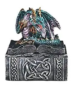 Mythical Guardian Dragon Trinket Box Statue with Hidden Book Storage Compartment for Decorative Gothic /& Medieval D/écor and Figurines As Jewelry Boxes or Fantasy Gifts for Office Study-Library