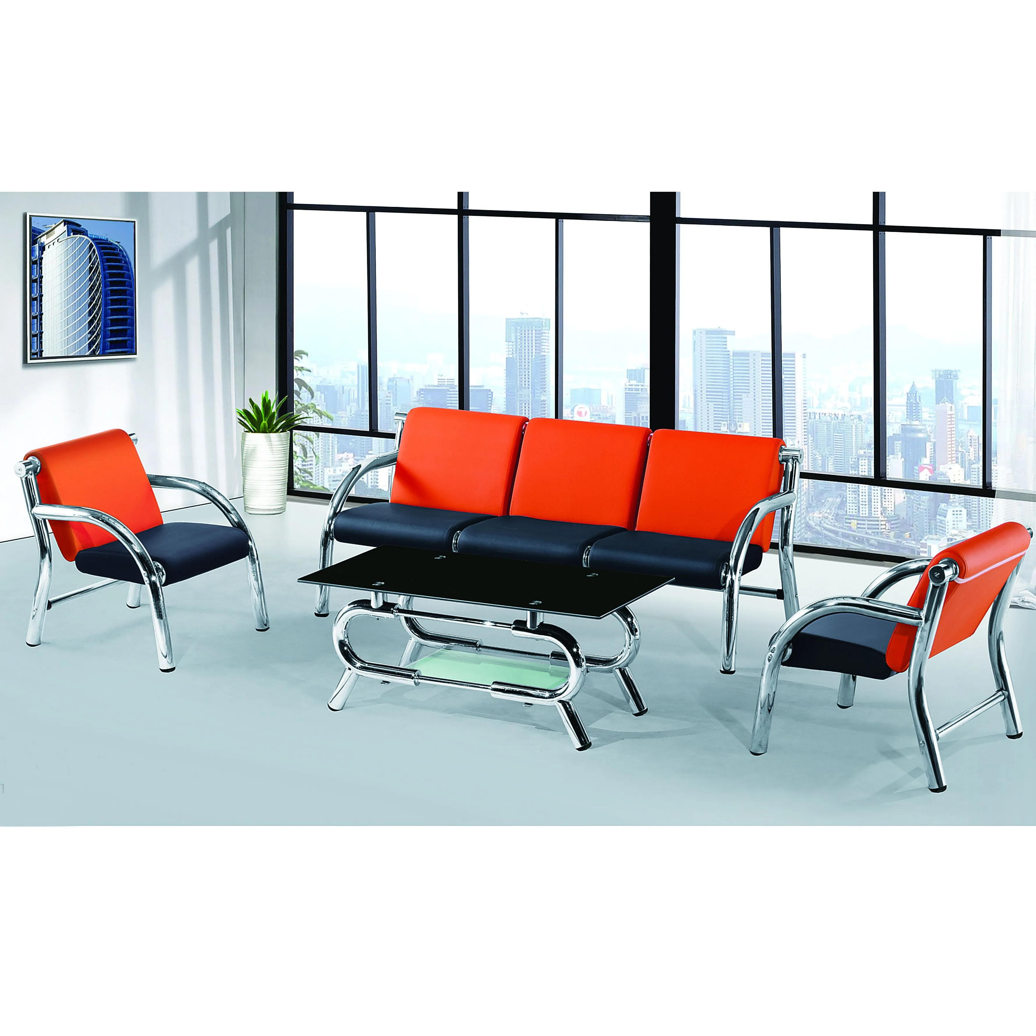 
Factory Outlet Sale Modern Office Reception Sofa With Steel Frame 