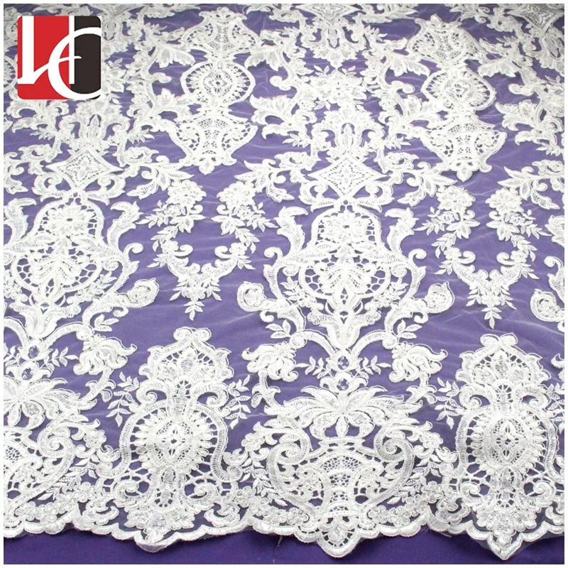 

HC-4114 Hechun guipure net lace fabric for wedding dress, Beige;white;black