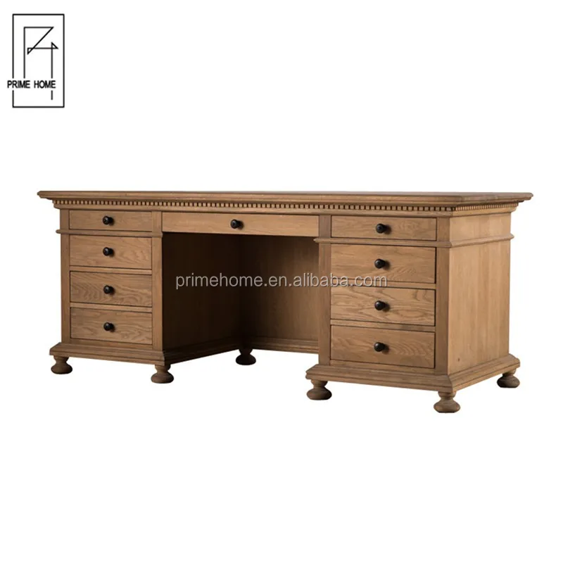 Classical Design French Provincial Style Oak Wood Study Desk Table