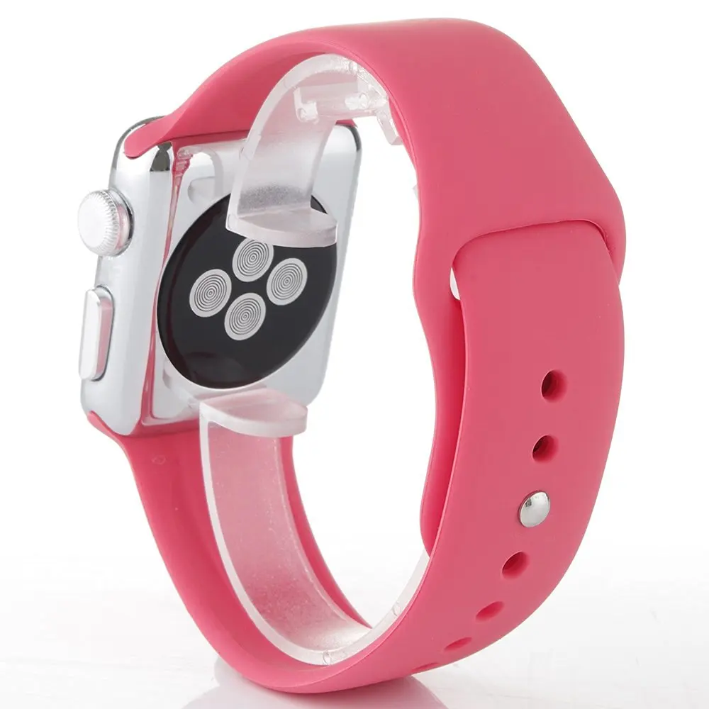 Apple Watch Band, LETO City Soft Silicone Replacement Sport Band Strap Bands Replacement Bracelet for 38mm 42mm Apple Watch iWatch (38mm Watermelon Pink)
