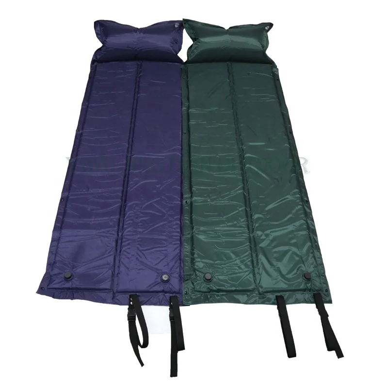 

D8510 Wholesale Portable Folding Double Spliced self inflatable Camping Air sleeping pad with Pillow, Customised