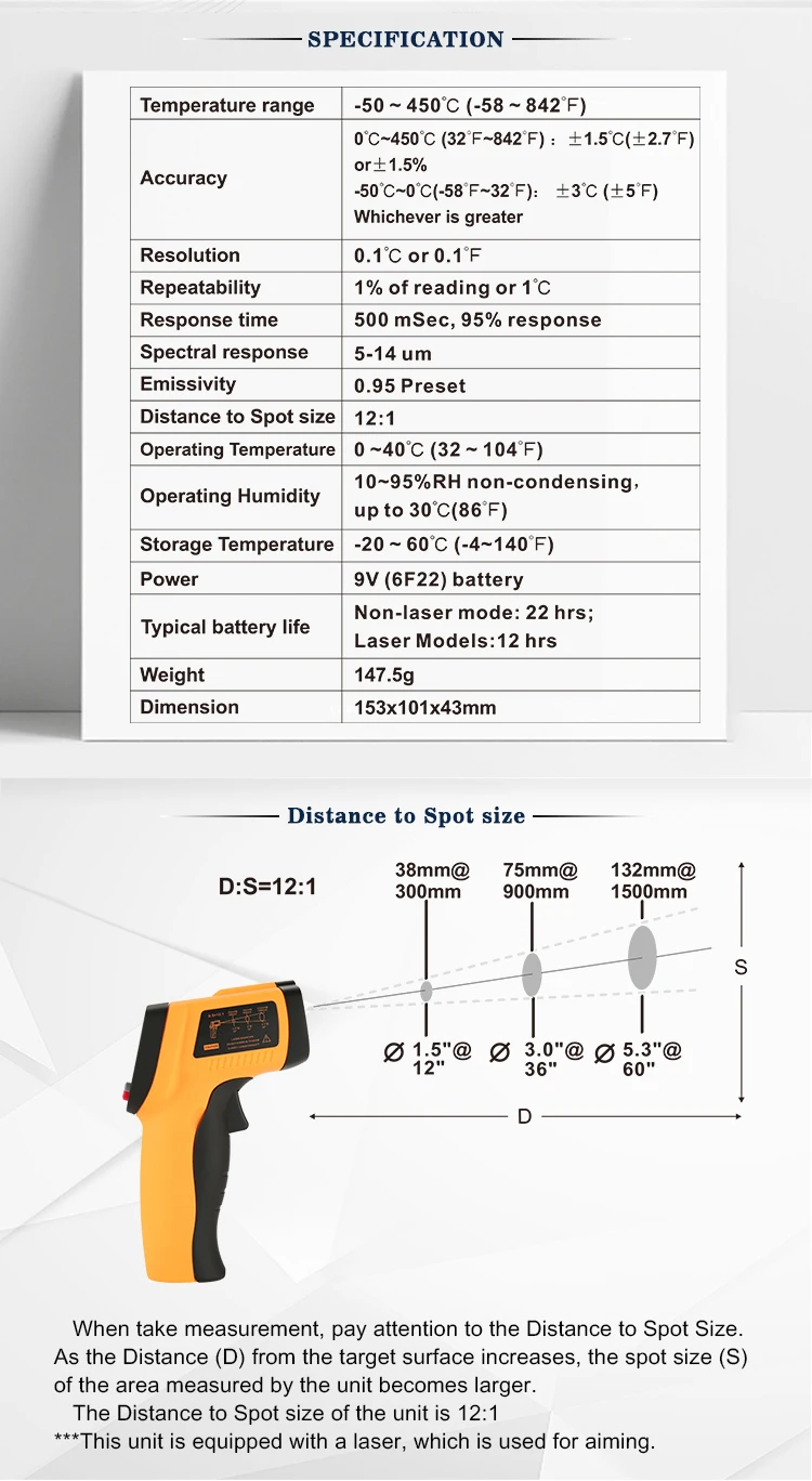 gm300 hot water cooking grill dual laser digital electronic infrared thermometer industrial