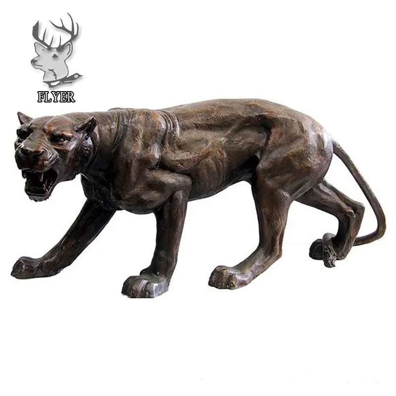 Outdoor Decoration Large Animal Sculptures Metal Bronze Tiger Statue