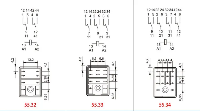 55.32 2CO DPDT 10A 55.34 4CO 4PDT 5A 7A AC DC 12V 24V 48V 110V 220V 230V 240V Plug in General Purpose Relay with CE