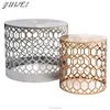 Moden Living Room Circular Hollow Out Coffee Side Tea Table Cover Metallic Surface Lounge Furniture