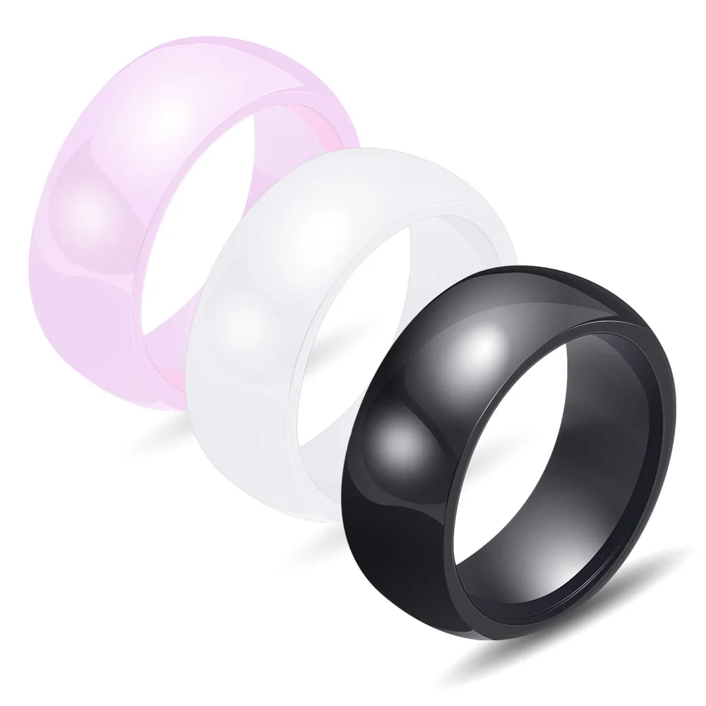 

ShangJie 3 colour 8mm Polished Ceramic Rings For Men Women Engagement Wedding Rings Jewelry Accessories Online Shopping, Black/white ring