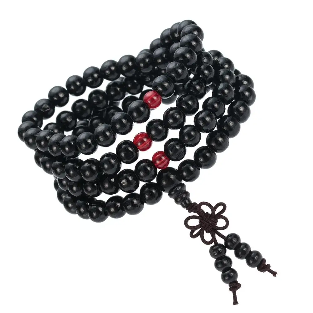 

Alibaba Wholesale Wood Beads Handmade Bracelet Stocks Selling Costume DIY Jewelry Long Buddha Bracelet