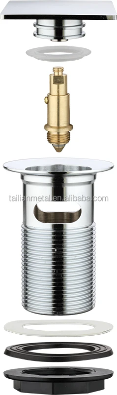 
Brass basin sink plug square pop up basth waste 