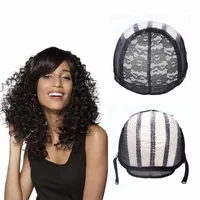 

Black Crochet Breathable Braided Straps Swiss Lace Net Wig Making Cap Adjustable Elastic Mesh Dome ventilated Wig Cap
