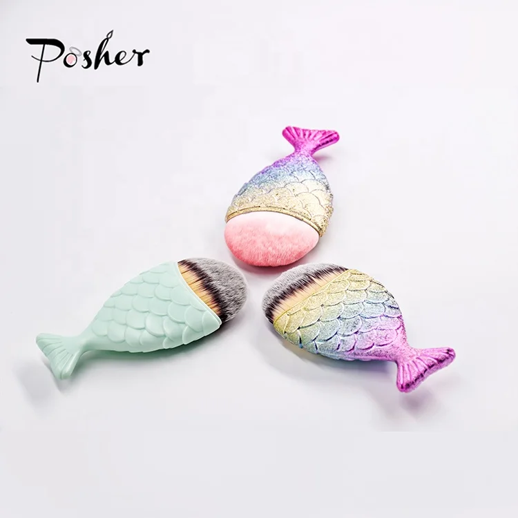 

Daily portable Mermaid blush brush synthetic hair makeup tool bling cosmetic brush