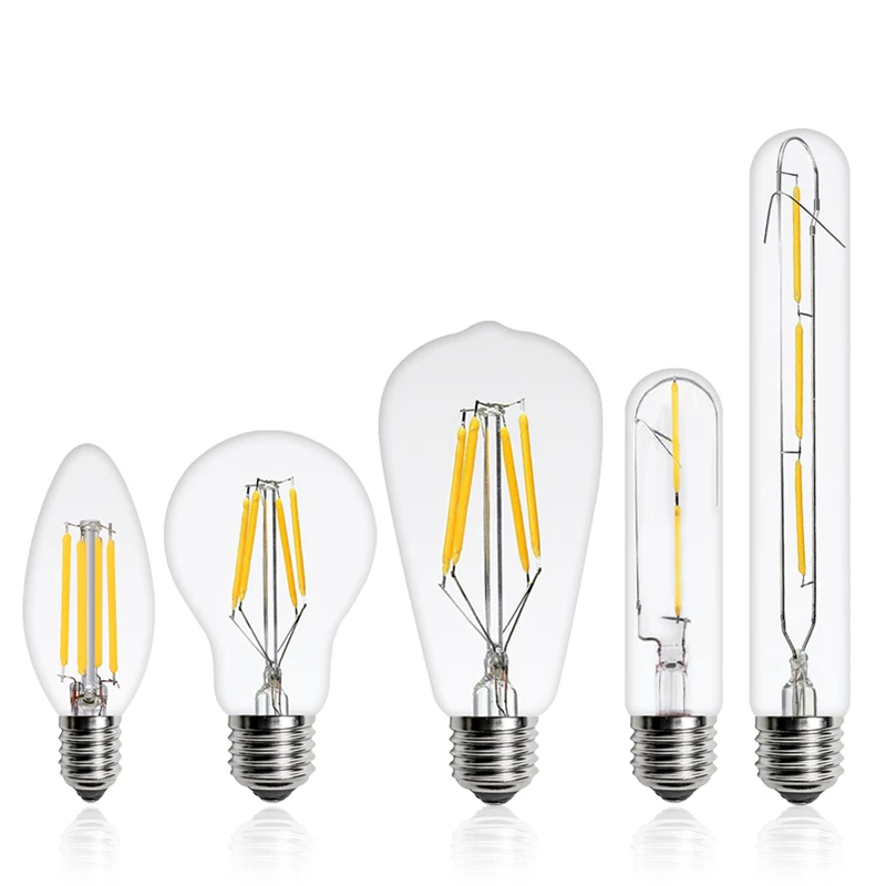 LED Filament Bulb E27 E14 2W 4W 6W 8W Clear Retro Edison A60 G45 220v AC Super bright lamp light