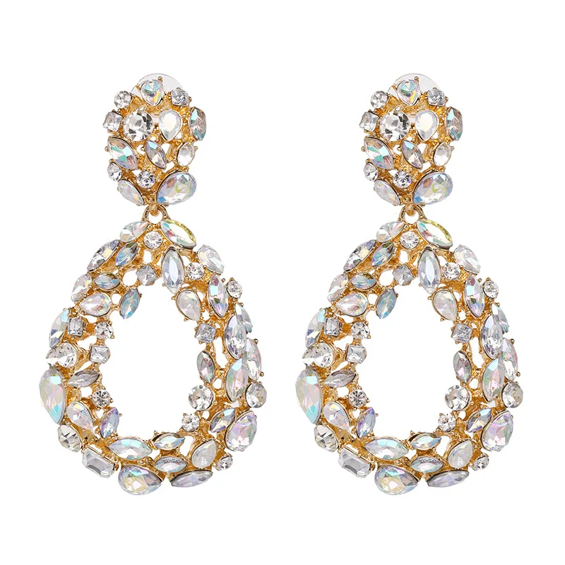 

2019 Latest Fashion Jewelry Multi Color Diamond Earrings For Women And Girls Zinc Alloy Earrings Fancy Small Hoop Earrings