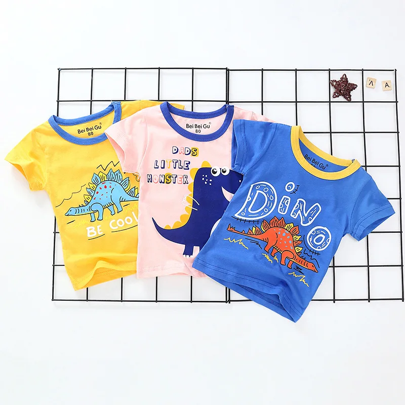 

2019 new children's clothing summer boys and girls dinosaur short-sleeved t-shirt cotton kids clothes children's clothing