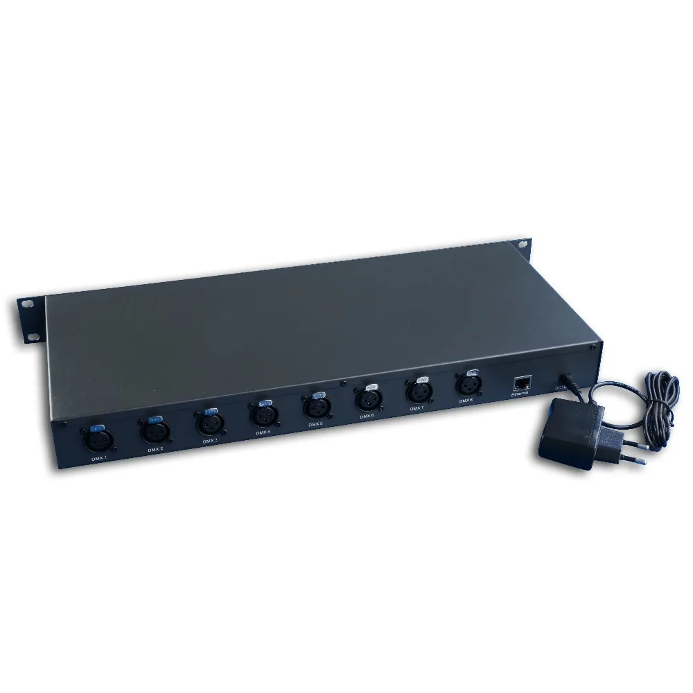 Artnet-DMX-8;ArtNet into DMX converter;convert the Artnet network data package into DMX512 data;512channel *8 ports controller