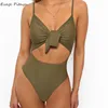 drop shipping Ability to customize manufacturers wholesale High waist Tie front V neck young girl sexy swimsuit