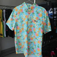 

private label four way stretch floral casual style button up man shirt