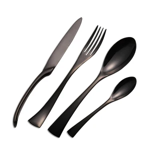 Image of Cathylin wholesale modern 18/10 high quality hotel metal flatware stainless steel matte black cutlery set