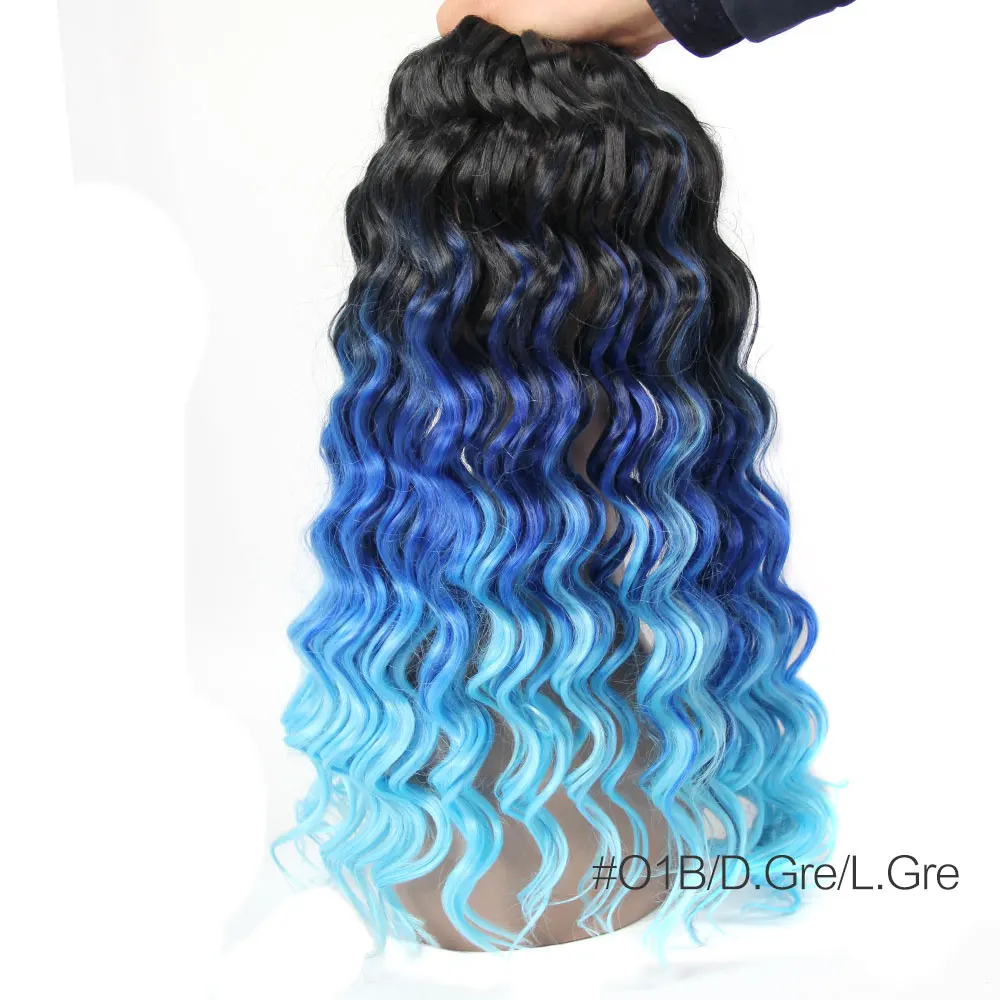 

Ombre Deep Wave Brazilian Hair Synthetic Weave 1pcs 18 Curly Braiding Hair Extension