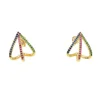 clear colorful cubic zirconia arround ear botton Heart stud earring