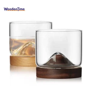 Image of Creative Japanese Thicken Heat Resistant Handmade Customized 120ML Crystal Mountain Shape Base White Whisky Wine Glass