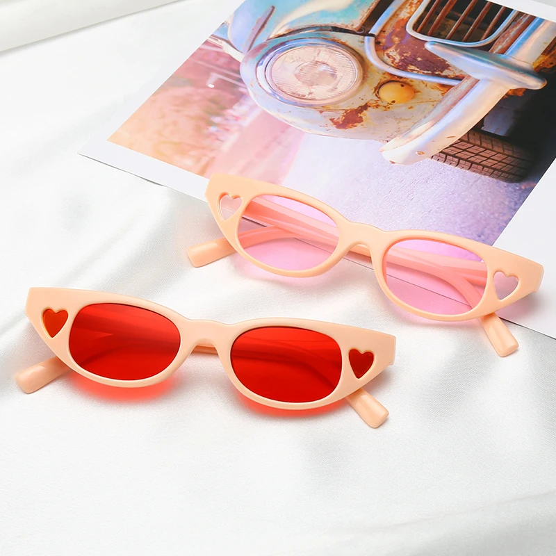 

Women brand designer heart love Decoration sun glasses small cat eye fashion sunglasses, Any color