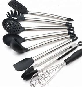 Image of Amazon online shopping wholesale Heat Resistant Stainless Steel And Silicone Kitchen Cooking Utensil Set