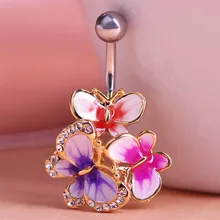Piercing do pupku – motýľe v rôznych farbách z Aliexpress