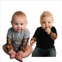 

3m-18m baby clothes fashion long sleeve tattoo printed solid color plain baby romper