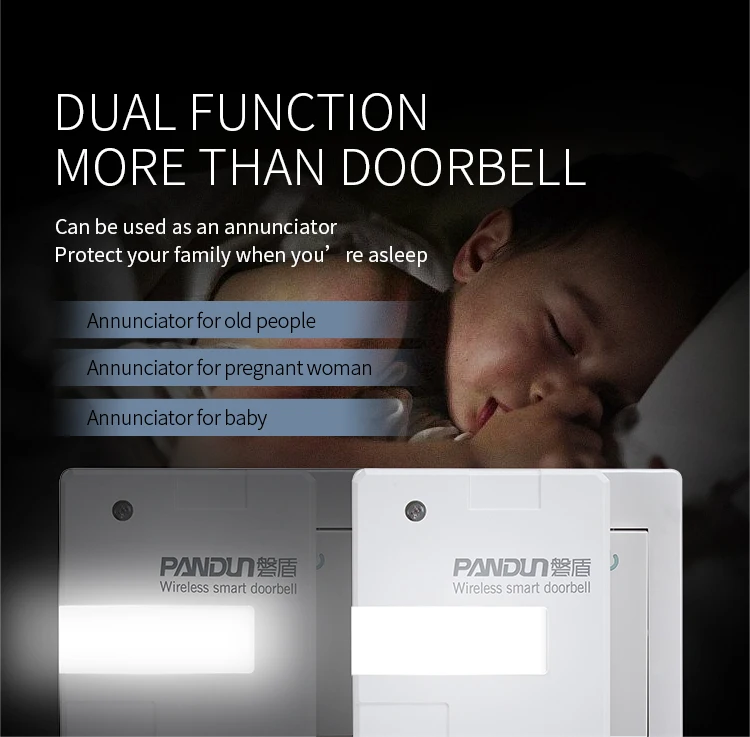 PANDUN Doorbell with Night Light 100-240V Door Bell With Waterproof Push Button doorbell smart led light doorbell wireless