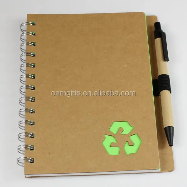 Promotional Customized Logo Spiral Notebook With Pen Kraft Paper Student Notebook