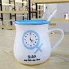 Creative Clock Pattern ceramic mug With Lid