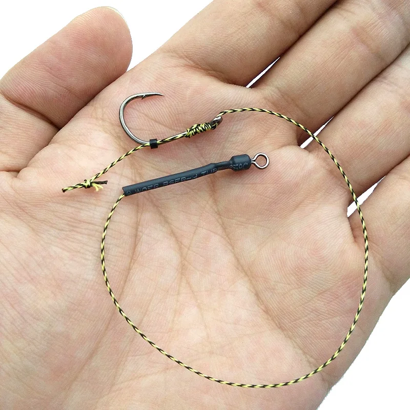 18pcs/lot Carp Fishing Hair Rigs Braid Line Fish Rig 8340 Hook 12lb24lb Size 2 4 6 Carp Fishing