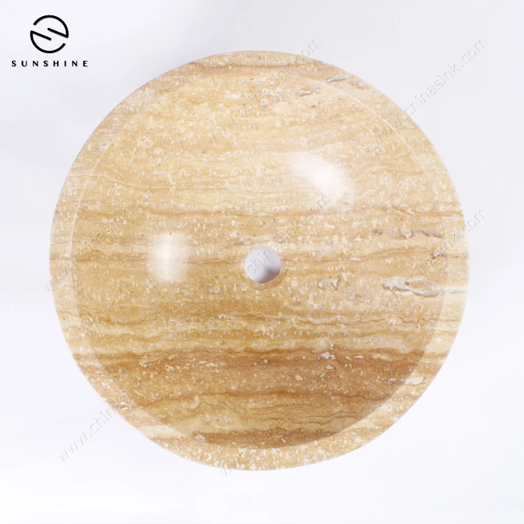 Antique Style Beige Travertine Marble Stone Hand Wash Sink Bowl