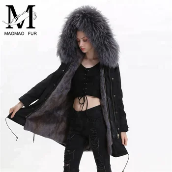 raccoon fur hooded coat