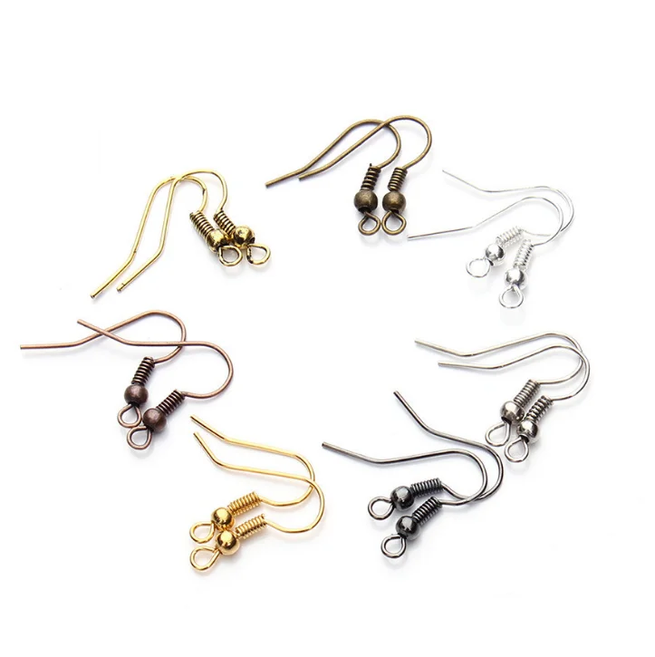 

Brass Ear Hook Clasp Dangle Earring Findings For Jewelry Making Supplies, White k, gold plated, ancient bronze, rose gold, gun black, silver