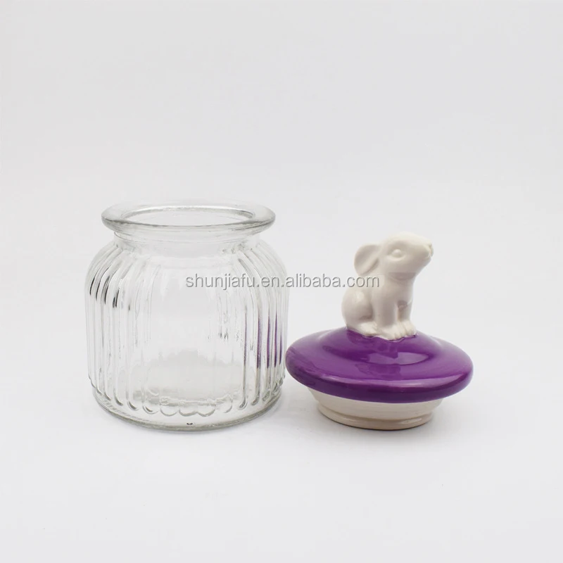 geschenk vezel In zoomen Kleurrijke Konijn Keramische Deksel Glas Snoeppot Groothandel Glas Jar -  Buy Keramische Glazen Pot,Glazen Potten En Deksels,Glas Snoeppot Product on  Alibaba.com