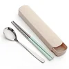 Wholesale New Product Ideas 2019 Natural Portable Reusable Kitchen Accessories Baby Wheat Straw Chopsticks Spoon Fork Set